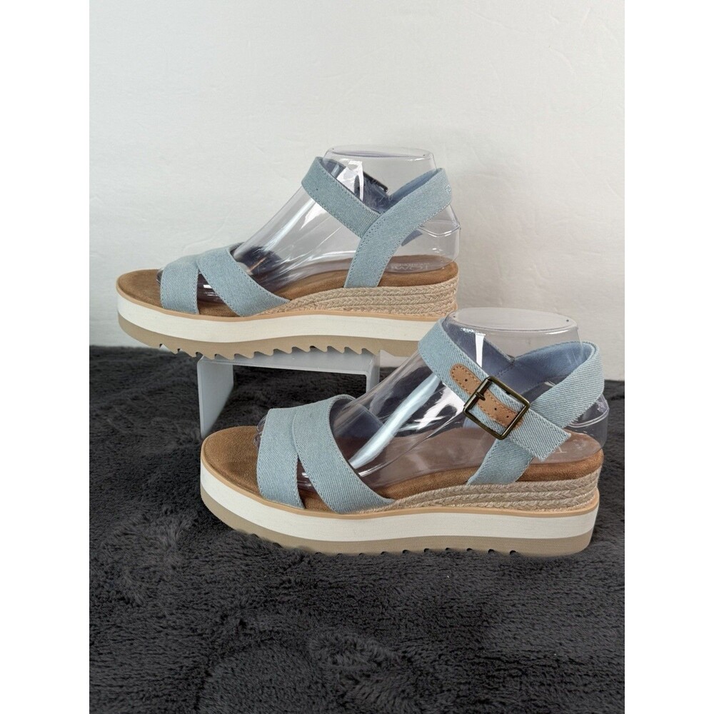TOMS Diana Women’s 7.5 Light Blue Espadrille Platform Wedge Sandals